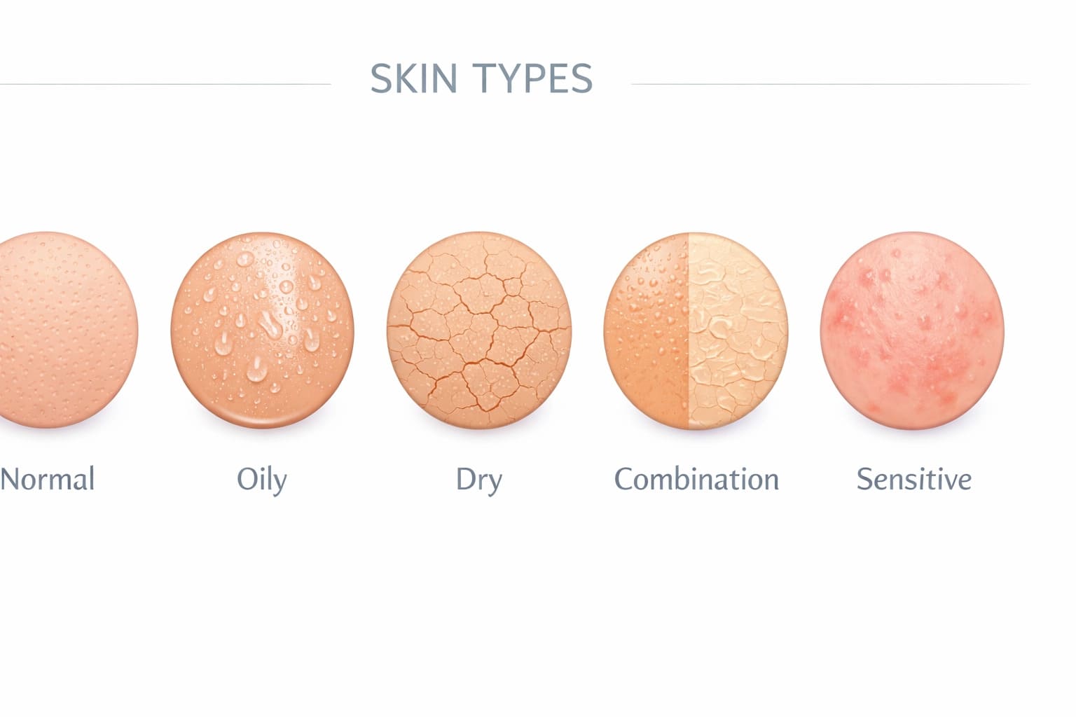 Clinical diagram of normal oily dry combination sensitive skin types