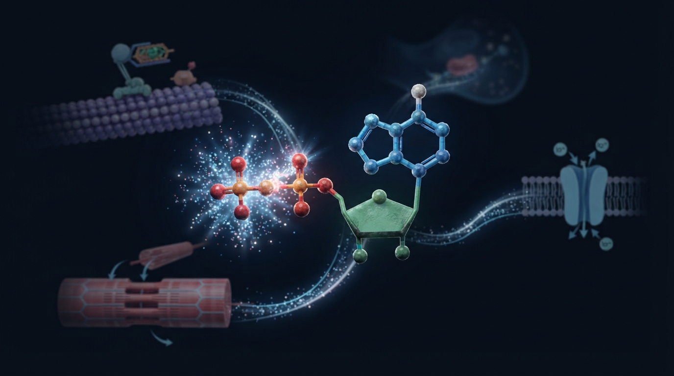 ATP molecule and energy transfer in cellular respiration